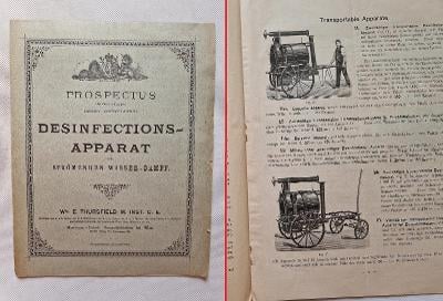 Starý katalog dezinfekční přístroje 1893 pro vojenská nemocnice atd RU