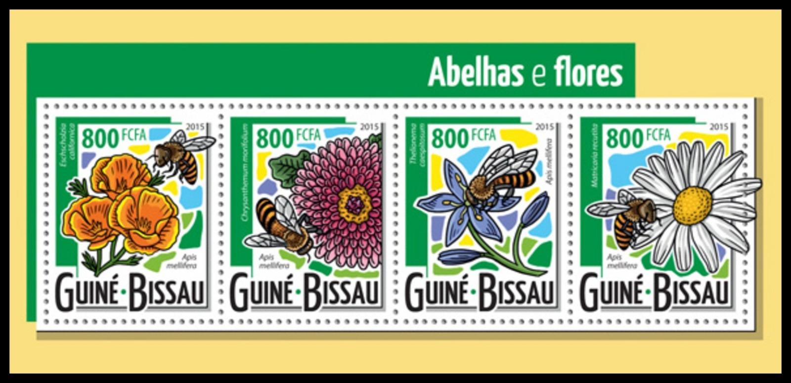 Guinea-Bissau 2015 Včely a kvety Mi# 7915-18 Kat 13€ R090 - Tematické známky