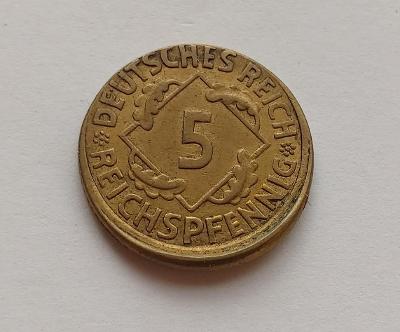 Chyboražba - 5 Reichspfennig 1924 F. Posunutá ražba - (č.283)