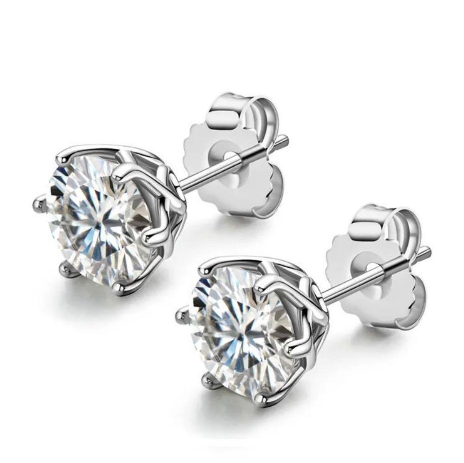Strieborné Moissanit moissanite diamantové náušnice na skrutku diamant 925 - Strieborné šperky