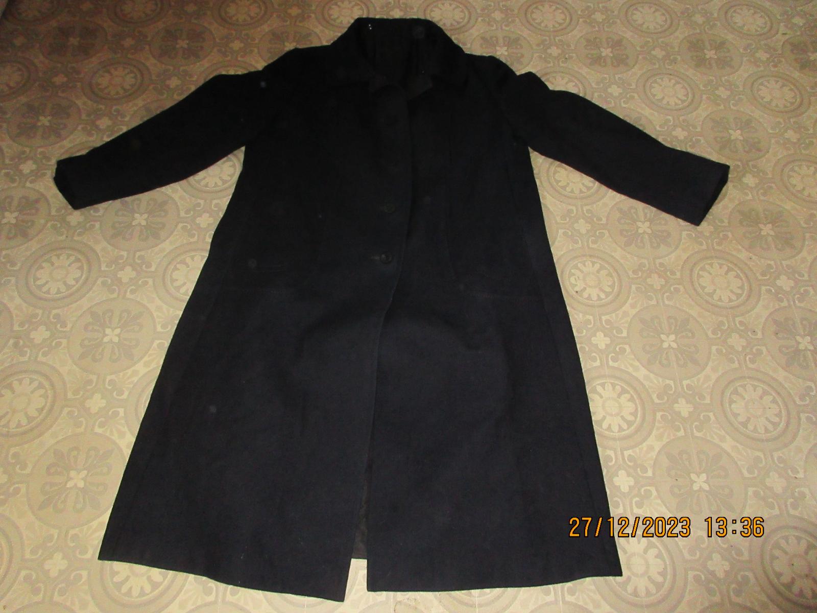 kabát dlhý dámsky na gombíky modrý fleece S/M - Dámske oblečenie