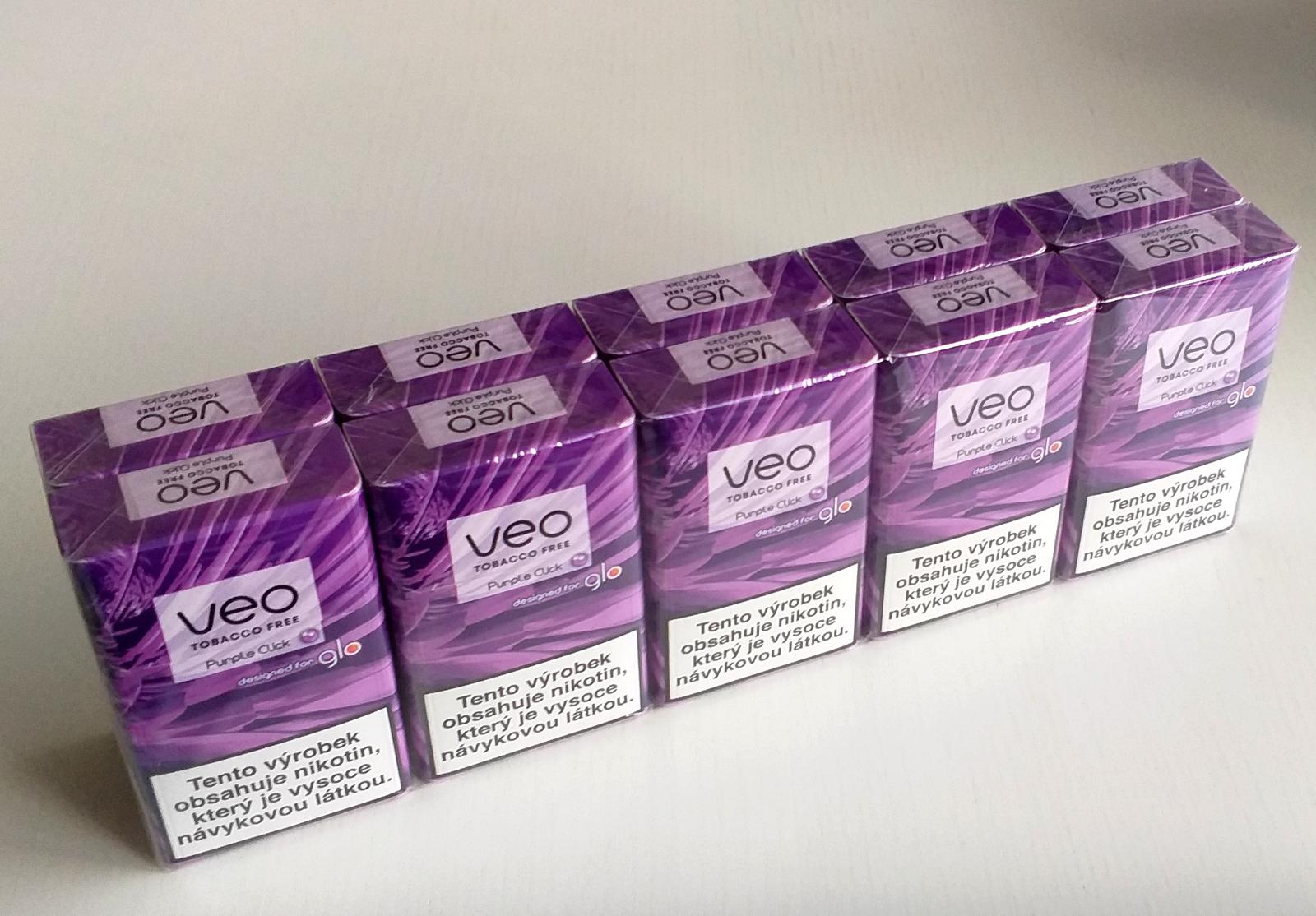 KARTON (10krabičiek) náplňou VEO pre elektronickú cigaretu GLO -Čučoriedka - Lekáreň a zdravie