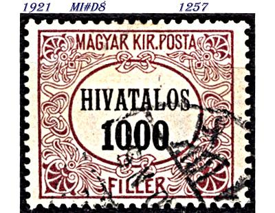 Maďarsko 1921,   služební, číslo v oválu,    