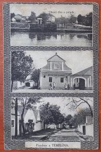 Temelín - hospoda, ulice, obecní dům - 1927