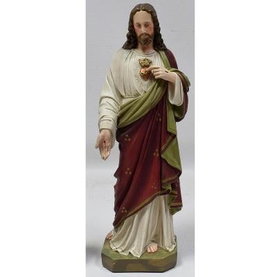 20.stoleti Stará figurka Nejsvětějšího Srdce Ježíše socha 52cm (38256)