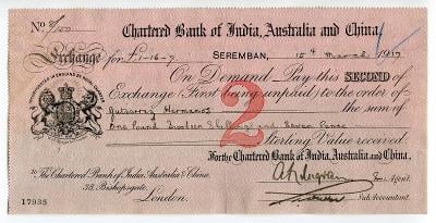 Malajsie, Směnka na  £1.16.7; 1917