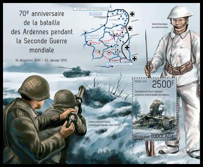 Togo 2014 Bitva v Ardenách, 70. výročí Mi# Block 970 Kat 10€ R122