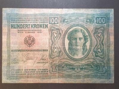 Bankovka 100 korún.Rakúsko Uhorsko.Rok 1912!