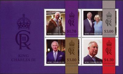 Nový Zéland 2023 Známky aršík 517** Král Karel III. Britský korunovace
