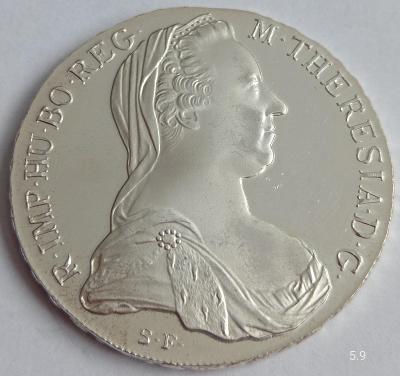 Stříbrná mince Tolar 1780X Marie Terezie.