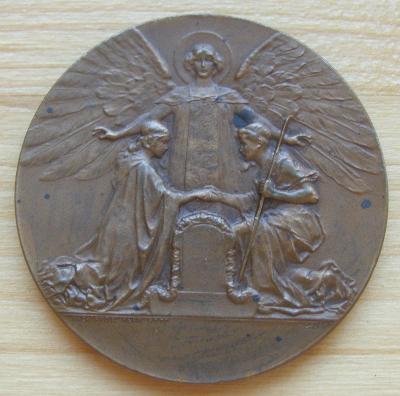 Medaile - Svatební medaile villa Terka;  bronz; 40 mm; 1908; Lauer