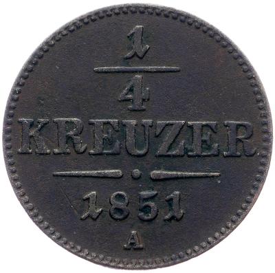 (E-1820), František Josef I., 1/4 Krejcar 1851