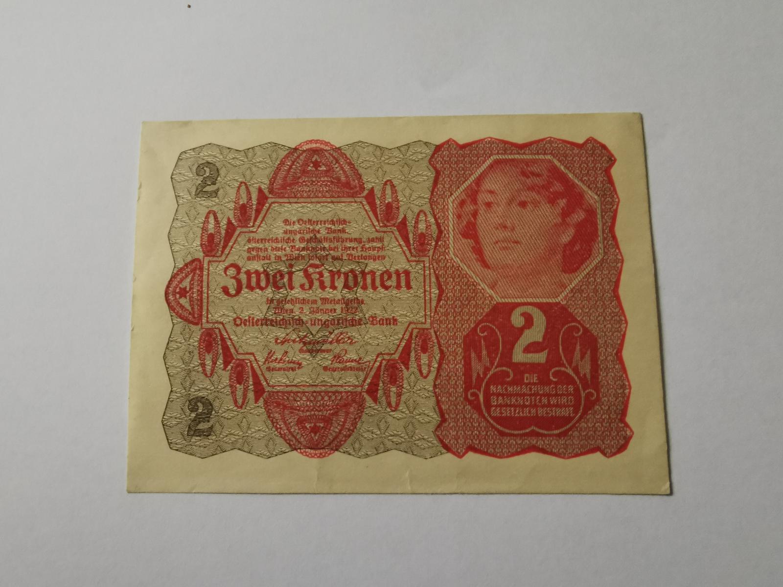 Rakúsko 2 koruny 1922, TOP stav - Bankovky