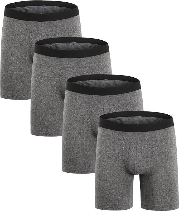 Bavlnené boxerky 4 kusy šedej s čiernou vysokou gumou veľ M ZLYC - Pánska spodná bielizeň