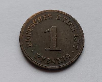 Německo - 1 Reich Pfennig 1897 D - (č.455)