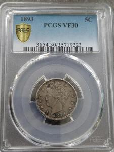 5 cent 1893 PCGS VF30