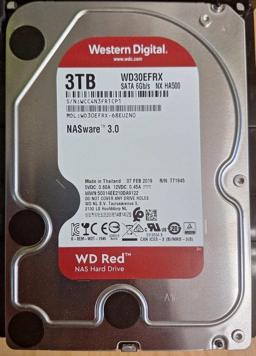 Zánovný pevný disk Western Digital, 3.5" 3TB, RED, SATA vhodný pre NAS - Počítače a hry