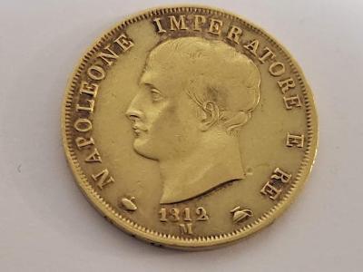 Zlaté 40 Lire 1812 M - Napoleon I. - Itálie - Varianta! Vzácné! 