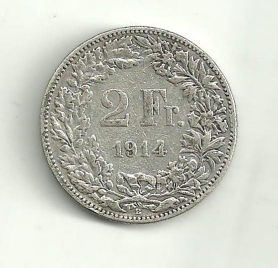2 Frank Švajčiarsko 1914 striebro - Numizmatika