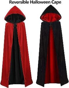 Karnevalový kostým Upír, obojstranný plášť s kapucňou veľ. L