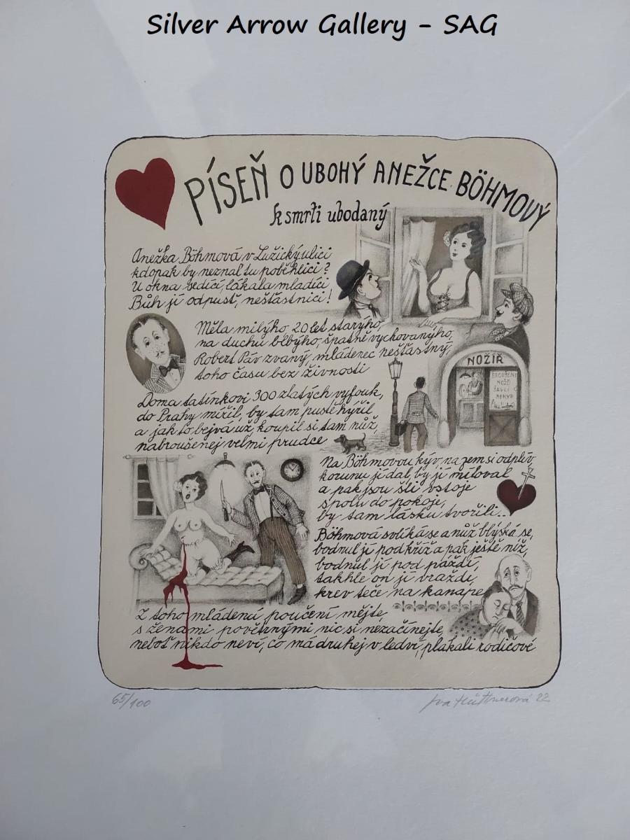 Iva Hüttnerová - Príbeh o úbohej Anežke Böhmovej - litografia - Výtvarné umenie
