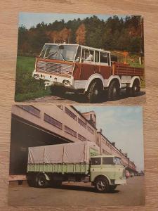 Staré pohlednice automobily Tatra 813 a Škoda 706