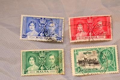 Britská kolónia - Malta - rok. 1930-35 - 4 ks