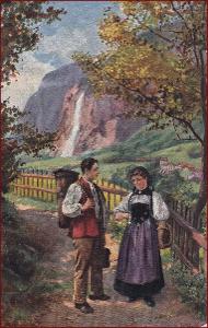 Kroje (etnografie) * žena, muž, typ lidí, hory, Švýcarsko * M6550