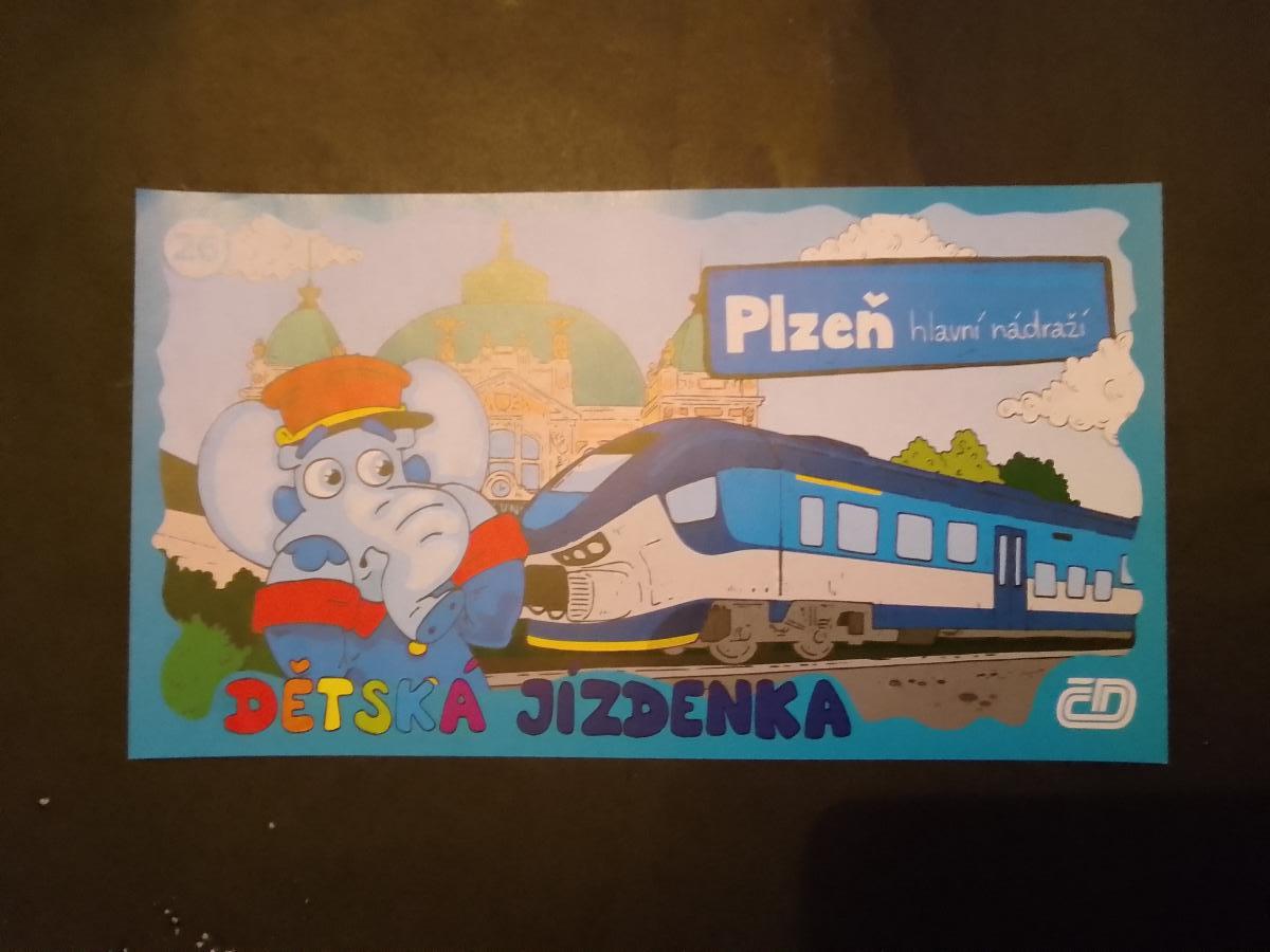 Cestovný lístok na vlak Plzeň hlavná stanica - Zberateľstvo dopravy