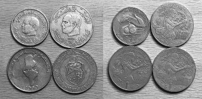 1/2 Dinar 1976 + 1 Dinar 1976,1990,1997 TUNISKO