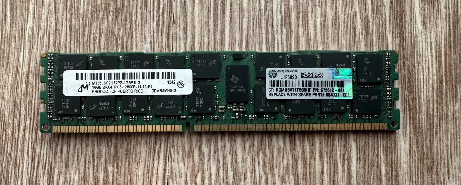 16GB DDR3 Micron MT36JSF2G72PZ-1G6E1LG ECC 672612-081 - Počítače a hry