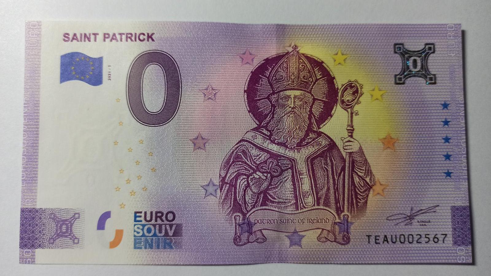 0 Euro bankovka suvenir SAINT PATRICK 2021-1 - Zberateľstvo