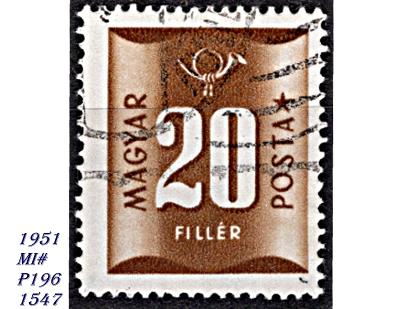 Maďarsko 1951, PORTO, číslo pod poštovní trubkou