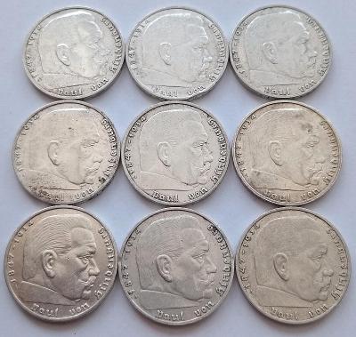 Konvolut mincí 2 Mark 1933-1945 Německo