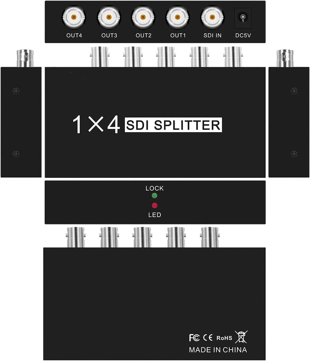 SDI Splitter 1x4 Multimediálny Split SDI Extender adaptér - TV, audio, video
