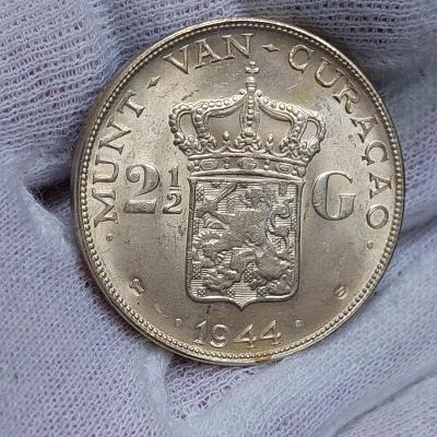 Stříbrná mince 2 1/2 Gulden 1944 Curaçao