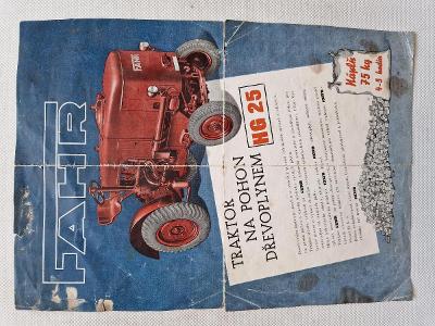 Originální reklamní prospekt traktor FAHR HG 25 na dřevoplyn 40léta