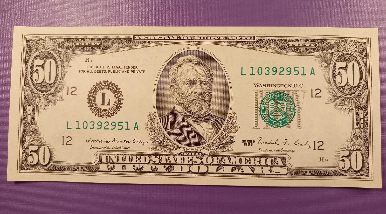 USA 50 dolárov 1988 UNC - Zberateľstvo