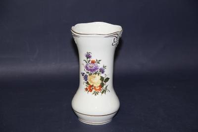 Ke63. Porcelánová váza s květinami zn. PG, výška 16,5 cm průměr 9 cm