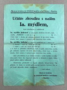 Stará reklamní plakát - leták - reklama lučebniny a hnojiva - Slaný