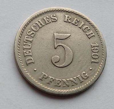 Německo - 5 Pfennig 1901 G - Vzácný - (č.588)