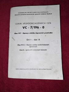 DRÁŽNÍ KNIHA - CENÍK VELKOOBCHODNÍCH CEN OPRAVY ÚDRŽBA LOKOMOTIV 1982