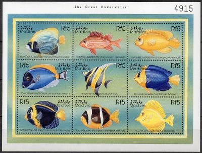 Maledivy-Korálové ryby 1998** Mi.Klb.3138-3146 / 9 €
