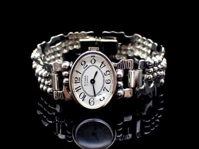 Stříbrné vintage hodinky- Bifora/ stříbro