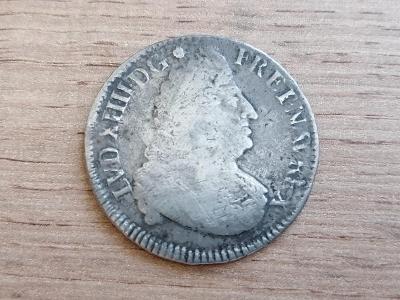 Stříbro Francie 1/2 Ecu 1693 stříbrná mince král Ludvík XIV. originál