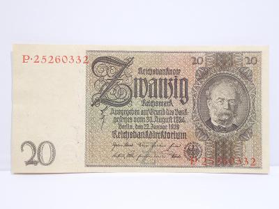 Bankovka 20 Mark 1929 - Série P - sbírková - Unikát !!! 