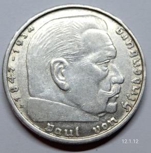 Stříbrná mince 2 Marka 1938 B Německo