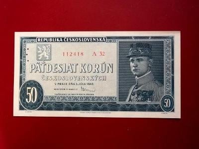 bankovka Československo 50 Koruna 1948 Štefanik Luxusní