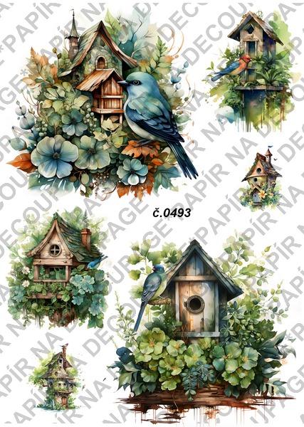 Ryžový papier na decoupage - A4 - Vtáčiky, klietky - KB0493 - Zariadenia pre dom a záhradu