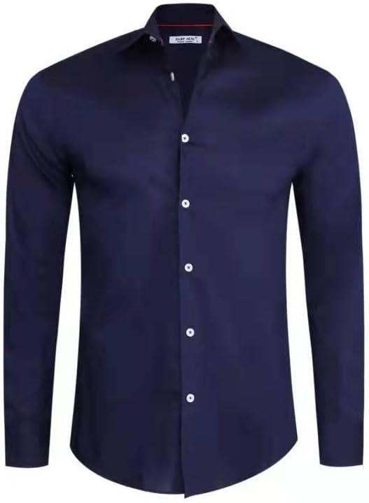 Pánske Business bavlnená košeľa s dlhým rukávom slim fit navy blue M - Oblečenie, obuv a doplnky